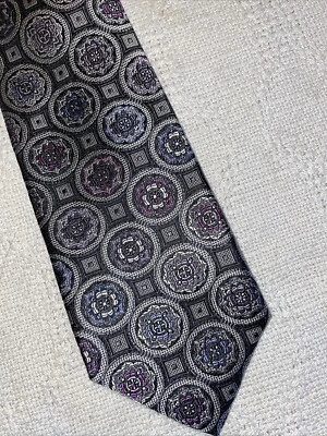 Corbata de vestir Birmania & Bibas para hombre talla 58” 3,25” gris geométrica negocios formal ciudad Foto 1 de 4