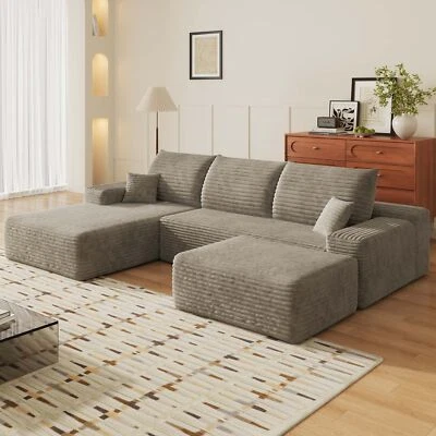 107" U Shape Left Facing Chaise Sectional Cloud Couch with Ottoman Boneless Sofa - Image 1 of 4