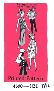 4690 Mail Order BARBIE Doll Pattern Vintage Teen Fashion 11.5" - Picture 1 of 4