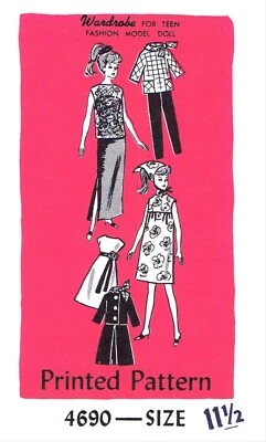 4690 Mail Order BARBIE Doll Pattern Vintage Teen Fashion 11.5" - Image 1 of 4