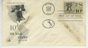 10c Airmail FDC 1960 Artcraft Cachet First Day Cover Scott C57 10c Stamp S16 - Picture 1 of 2