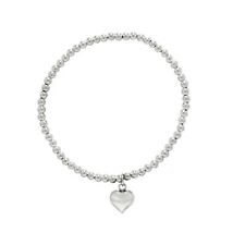 Silver Balls with Hearts 925 Silver Stretch Bracelet
