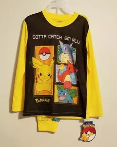 Pokemon Boys Pajamas NWT Size 6/7 Gotta Catch 'Em All Long Sleeve Pikachu - Picture 1 of 4