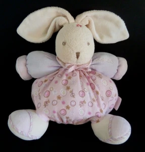 T8. DOUDOU BOULE KALOO LAPIN rose mauve fleur col noeud au cou 22cm - TTBE - Foto 1 di 5