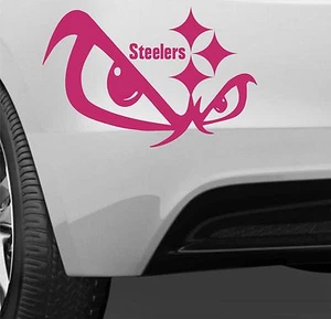 🔥 Pittsburgh Steelers Pink 15" Vinyl Car Truck Decal Window skull Sticker 🔥 - Picture 1 of 2