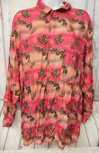 Men's Medium Red Paisley Silk Bogari Button Up Shirt (Damage) - Picture 1 of 4