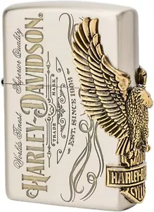 Zippo Lighter Harley Davidson Bald Eagle Side Metal Silver HDP-75 Japan Limited - Picture 1 of 4