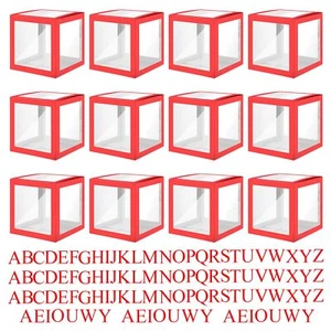 12 Pcs Transparent Balloon Boxes Clear Balloon Boxes with 99 Letters for Baby... - Picture 1 of 6