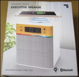Sharper Image Executive Speaker Bluetooth Wireless Charging Pad Music White Qi - Picture 1 of 9