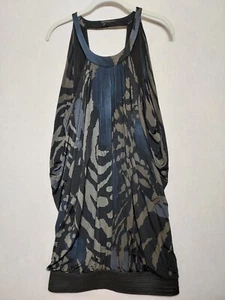 Mini Vestido Yigal Azrouel Talla 4 Fiesta Drapeado Dobladillo Burbuja Halter Top Espalda Baja Cebra - Imagen 1 de 12
