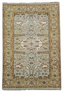 5X8 Aqua Oushak Hand-Knotted Wool Area Rug Oriental Carpet (5'1" x 7'10") - Picture 1 of 8