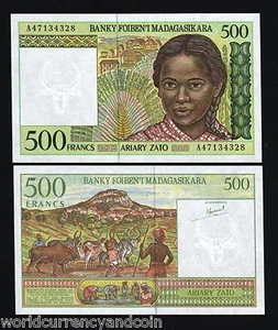 MADAGASCAR 500 FRANCS P-75 A x 100 Pcs 1994 BUNDLE LOT ANIMAL UNC 1st SIGN NOTE - Picture 1 of 1
