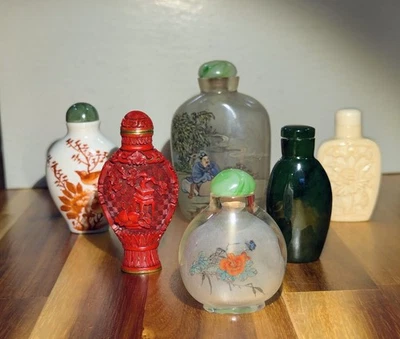 Antique Vintage Asian Snuf Bottles Lot Of 6 - Image 1 of 4