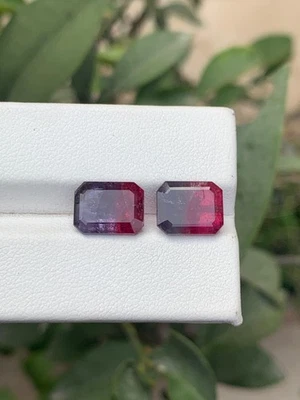8.70-Ct Pair Bi-Color Tourmaline with Emearld Cut From Afghanistan - Image 1 of 2