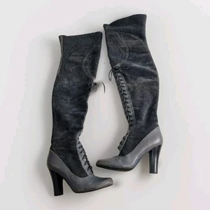 Sam Edelman Size 6.5 Over The Knee Boots Retro Bohemian Victorian Steampunk VGC - Picture 1 of 19