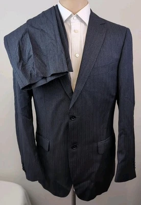 Z Zegna City Mens Wool & Silk Gray Striped 2 Piece Suit Size 38R W32 X 30 - Image 1 of 4