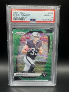 2024 Panini Prizm Brock Bowers #315 Green Wave PSA 10 Rookie - Bild 1 von 2