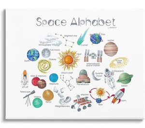 Stupell Industries Weltraum pädagogisches Alphabet Leinwand 16 x 20 - Bild 1 von 7