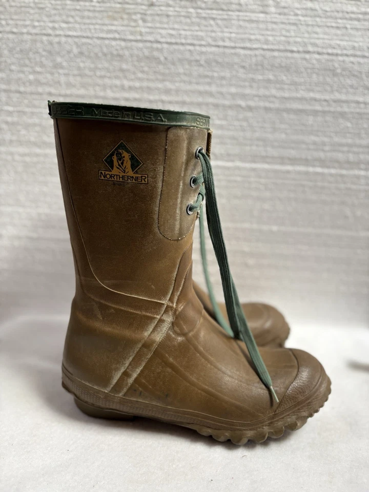 Vtg Northerner Insulated Rubber Boots Size 9  Lace Up Union Made In USA Tactical - Image 1 of 4