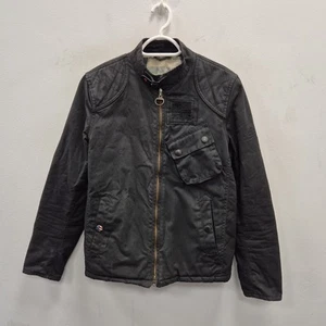 Barbour X Steve McQueen Bonner Wax Waterproof Black Biker Jacket Coat Medium - Picture 1 of 13