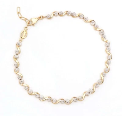 Brazalete de diseño enchapado en oro de 18 quilates con diamantes naturales Foto 1 de 3