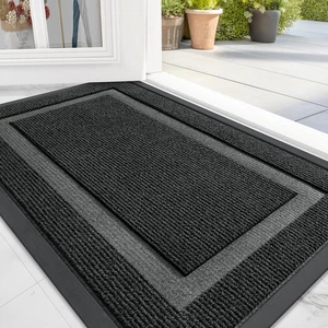 Alfombrilla de puerta delantera resistente al agua - Felpudo de bajo perfil para todo tipo de clima, negro - Imagen 1 de 23