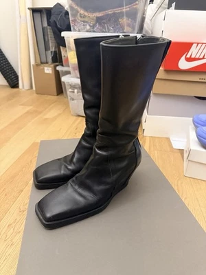 Botas de cuero Rick Owens punta cuadrada Foto 1 de 4