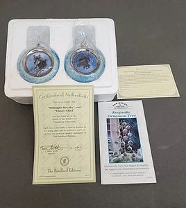 Bradford Wolf Christmas Ornament Set Midnight Royalty & Ebony Chief COA NIP  - Picture 1 of 9