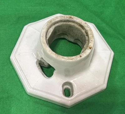 Vintage Paulding White Porcelain Light Bulb Socket Ceiling Fixture Hexagon As Is - Image 1 of 4