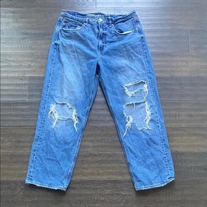 AMERICAN EAGLE 90s Boyfriend Jeans Womens Sz 8 Distressed Y2K - Picture 1 of 6