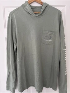 Men's Vineyard Vines Hoodie Shirt Long Sleeve Tee Sage Green Logo Cotton Medium - Picture 1 of 5