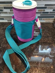 Tupperware Thirstquake Tumbler Cup 30oz Purple Teal & Insulated Carrier Bag - Picture 1 of 7