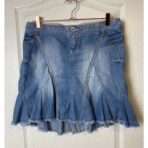 Joie Women's Light Blue Flare Distressed Denim Raw Hem Skirt Size 8 - Picture 1 of 10