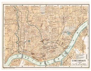 Cincinnati 1904 Vintage authentische alte Originalkarte Stadtplan CINCY U.S. OHIO - Bild 1 von 6
