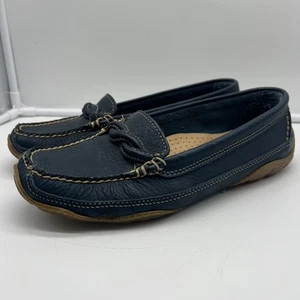 LL Bean Grand Lake Bison geflochtenes Leder Mokassin Deck Loafer Damen 8,5 blau - Bild 1 von 7