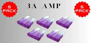 New 5 Pack 3 AMP ATC/ATO STANDARD Regular FUSE BLADE 3A CAR TRUCK BOAT MARINE RV - Picture 1 of 1