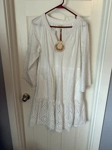 Ruby Yaya Sundance White Eyelet Boho Beach Resortwear Georgiana Med Dress - Picture 1 of 4