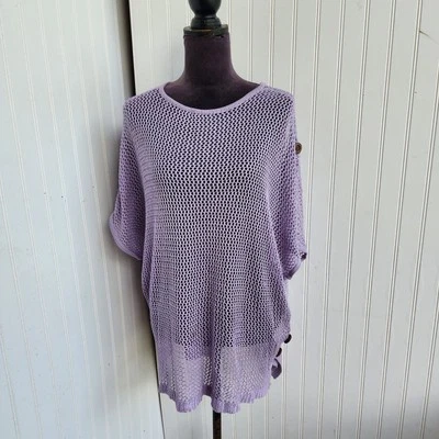 Просто Noelle женщин фиолетовый туника свитер легкий открытый плетение прикрыть S / M - Изображение 1 из 4