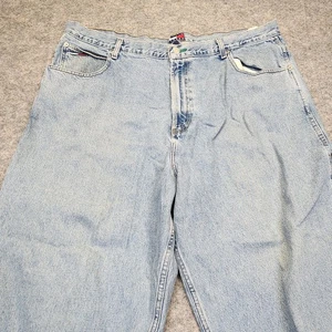 VTG Tommy Hilfiger Denim Baggy Wide Leg Carpenter Jeans Men’s 42x30 90s Y2K Rip - Picture 1 of 12