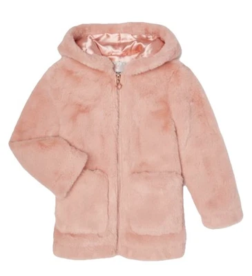 Urban Republic Girls Jacket Pink Size 10/12 Faux Fur Plush Coat Hood Pockets - Image 1 of 4