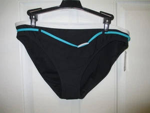 Nautica Retro Belted Bikini Bottom 16 Black/Aqua NWT - Picture 1 of 1