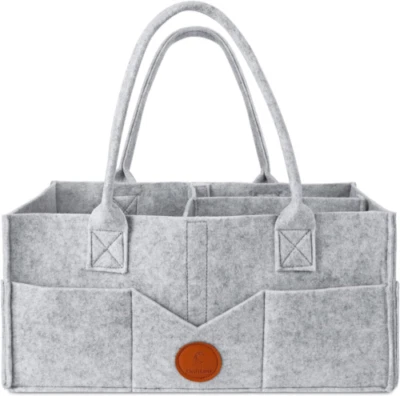 Maliton Windel Caddy Organizer, Baby Essentials für Neugeborene, stabil grau