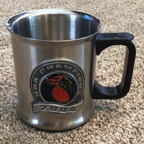 2004 DETROIT PISTONS NBA CHAMPIONS LOGO STAINLESS STEEL COFFEE MUG New Cover