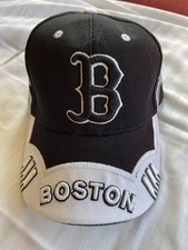 Boston Baseball Hat Black & White Adjustable Embroidered H3 New W Tag SnapBack