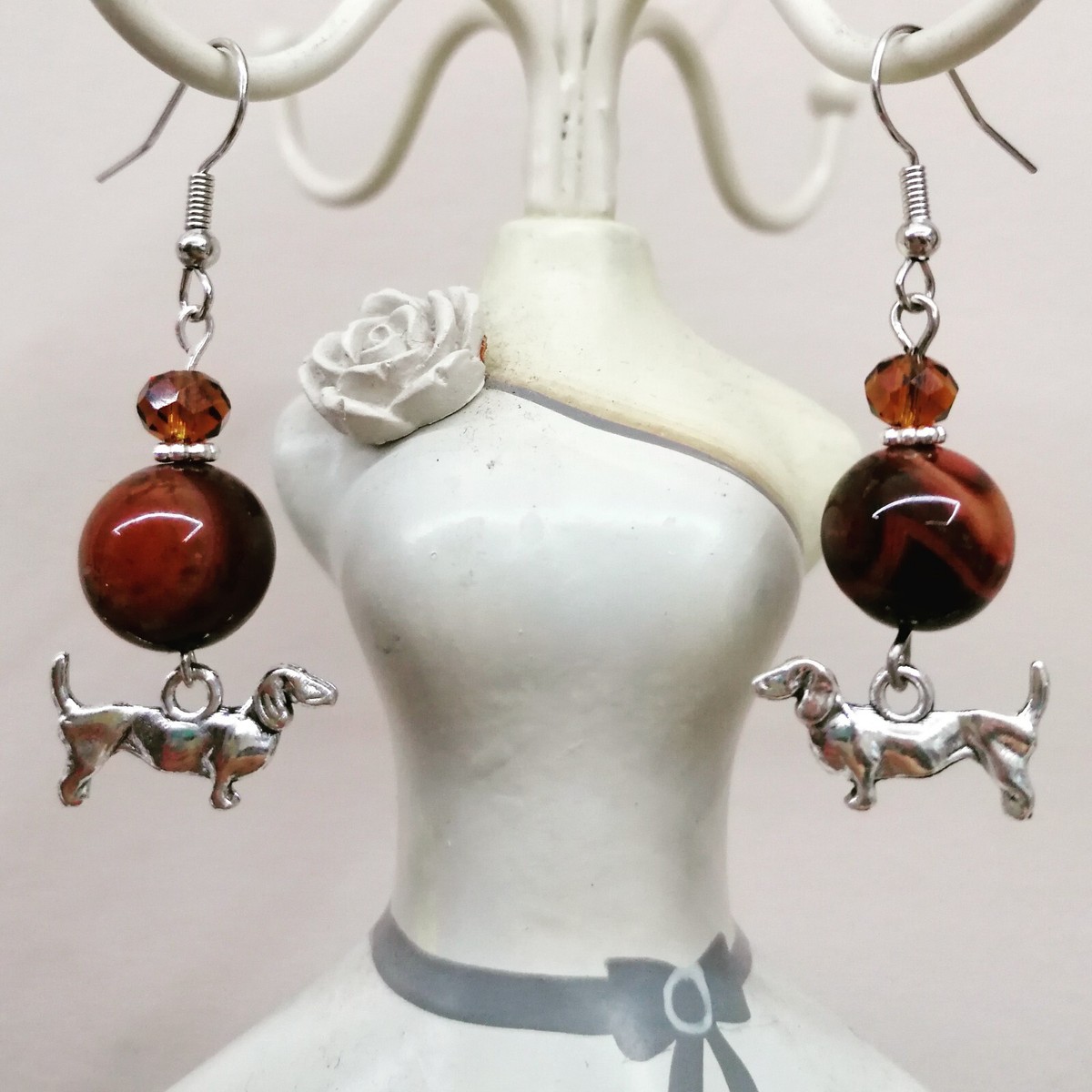 Orecchini Zampa Di Cane Per Bambina - Argento Sterling 925 Con Cristallo - Foto 4