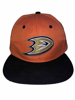 Anaheim Ducks NHL Hockey Retro Logo Negro/Naranja Snapback Sombrero, Gorra, Zephyr Foto 1 de 4