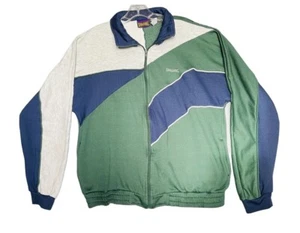 Spalding Men's Vintage Full Zip Sweater Jacket Long Sleeve Green Blue Sz Large - Picture 1 of 12