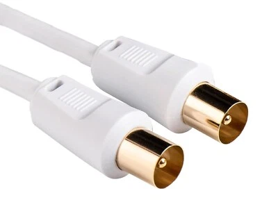 1 Metre 1m TV COAXIAL AERIAL CABLE LEAD MALE COAX TV Television Tele WIRE WHITE - Image 1 of 3