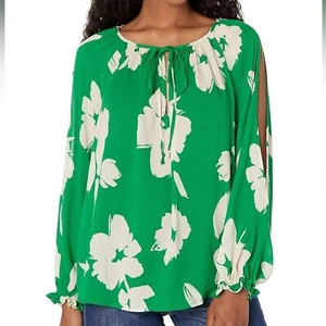 VELVET BY GRAHAM & SPENCER Womens medium Vikki Caicos Print Cold Shoulder Blouse - Picture 1 of 15