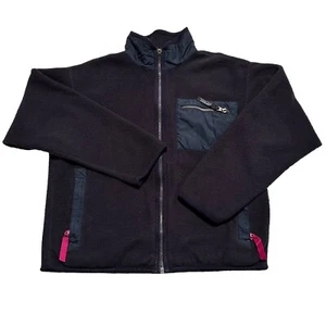 Vtg Patagonia Jacket Dark Blue Fleece Full Zip Youth Outerwear 90s Kids 10 USA - Picture 1 of 9